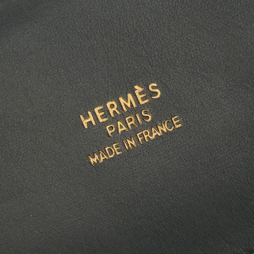 Hermes White Bus GM Business Briefcase Box Calf Noir Black Gold — view 7