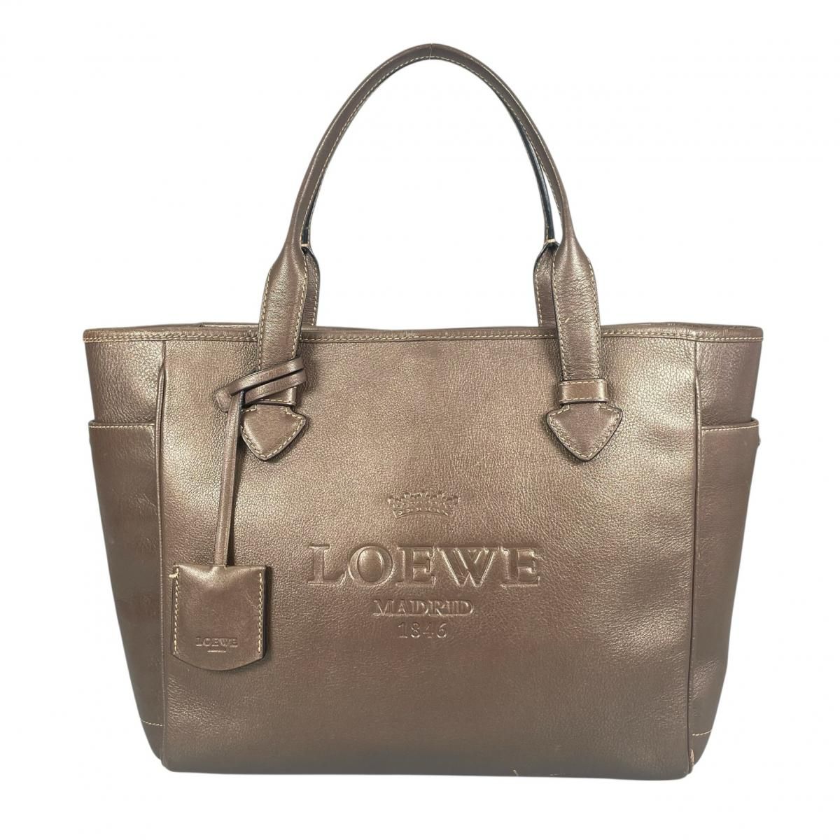 Loewe Calfskin Heritage Made Tall Tote Beige