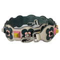 Fendi Shoulder Strap You Ivory Dark Green Pink Flower Studs Leather
