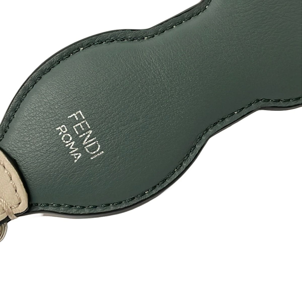 Fendi Shoulder Strap You Ivory Dark Green Pink Flower Studs Leather — view 3