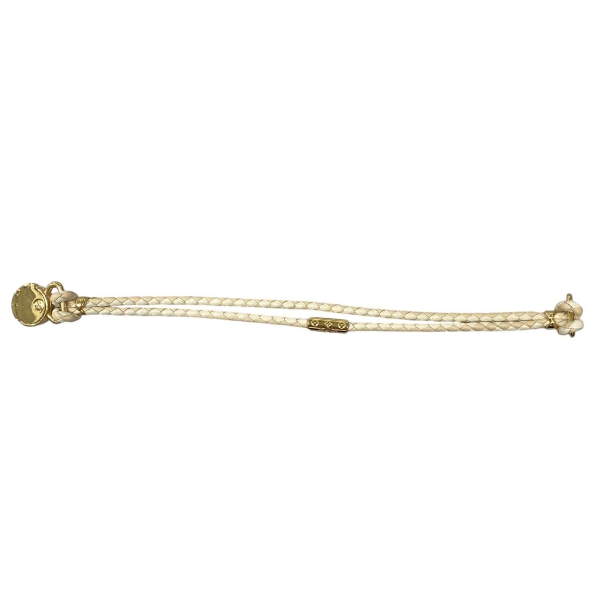 Louis Vuitton Bracelet LV Quick It LV Logo Leather Ivory Beige Gold — view 6