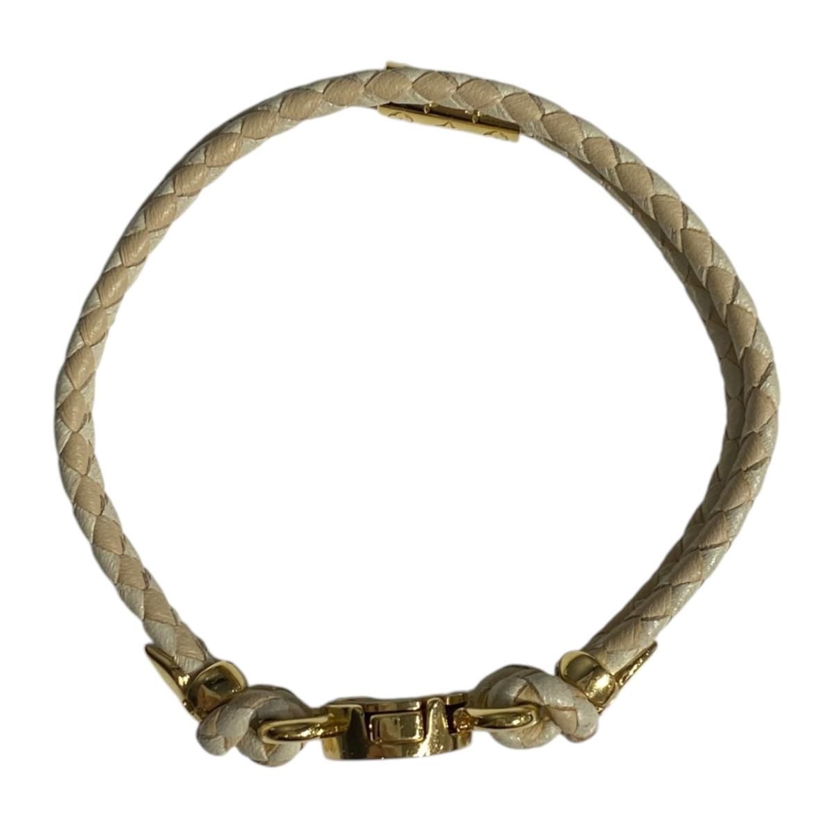Louis Vuitton Bracelet LV Quick It LV Logo Leather Ivory Beige Gold — view 3