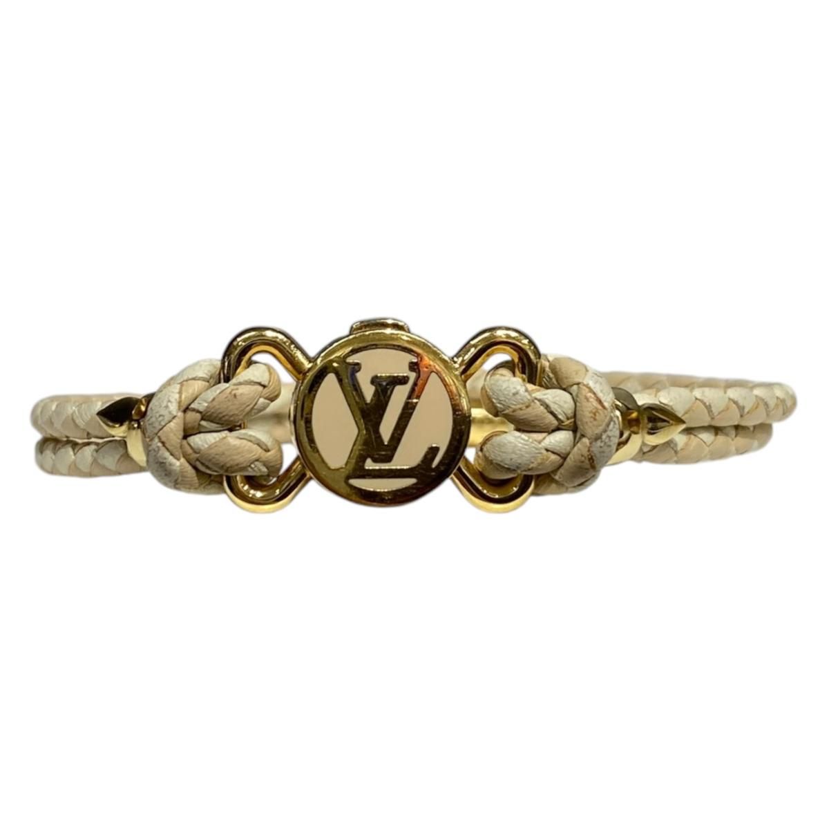 Louis Vuitton Bracelet LV Quick It LV Logo Leather Ivory Beige Gold