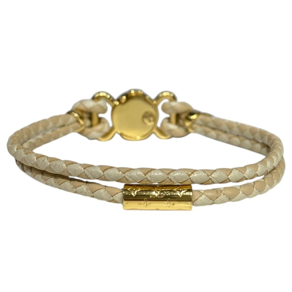 Louis Vuitton Bracelet LV Quick It LV Logo Leather Ivory Beige Gold — view 2