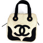 Chanel Handbag CC Logo Marshmallow Canvas Black