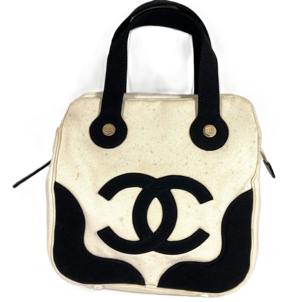 Chanel Handbag CC Logo Marshmallow Canvas Black