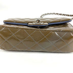 Chanel Shoulder Bag CC Logo Quilted Patent Leather Khaki — view 4