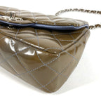 Chanel Shoulder Bag CC Logo Quilted Patent Leather Khaki — view 5
