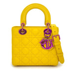 Dior Shoulder Bag Lady Dior Small Sani Yellow Cannage Lambskin Pink