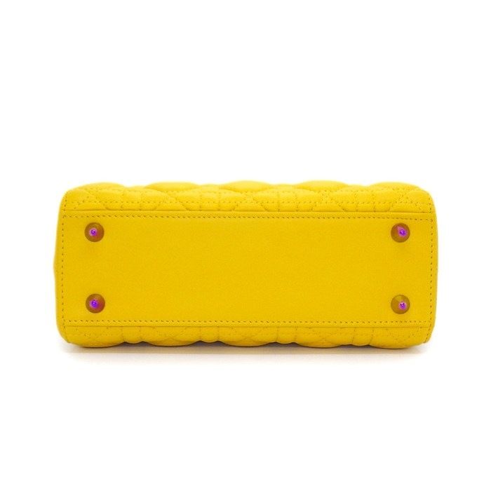 Dior Shoulder Bag Lady Dior Small Sani Yellow Cannage Lambskin Pink