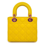 Dior Shoulder Bag Lady Dior Small Sani Yellow Cannage Lambskin Pink