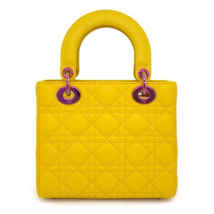 Dior Shoulder Bag Lady Dior Small Sani Yellow Cannage Lambskin Pink