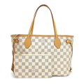 Louis Vuitton Tote Neverfull PM White Damier Azur Canvas Leather Gold