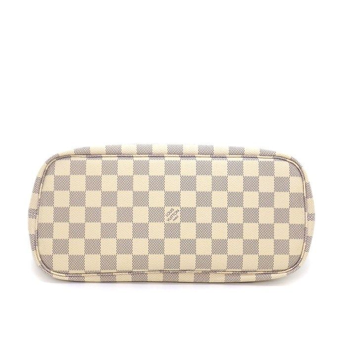 Louis Vuitton Tote Neverfull PM White Damier Azur Canvas Leather Gold — view 4