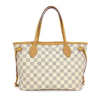 Louis Vuitton Tote Neverfull PM White Damier Azur Canvas Leather Gold — view 2