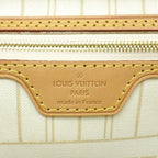 Louis Vuitton Tote Neverfull PM White Damier Azur Canvas Leather Gold — view 8