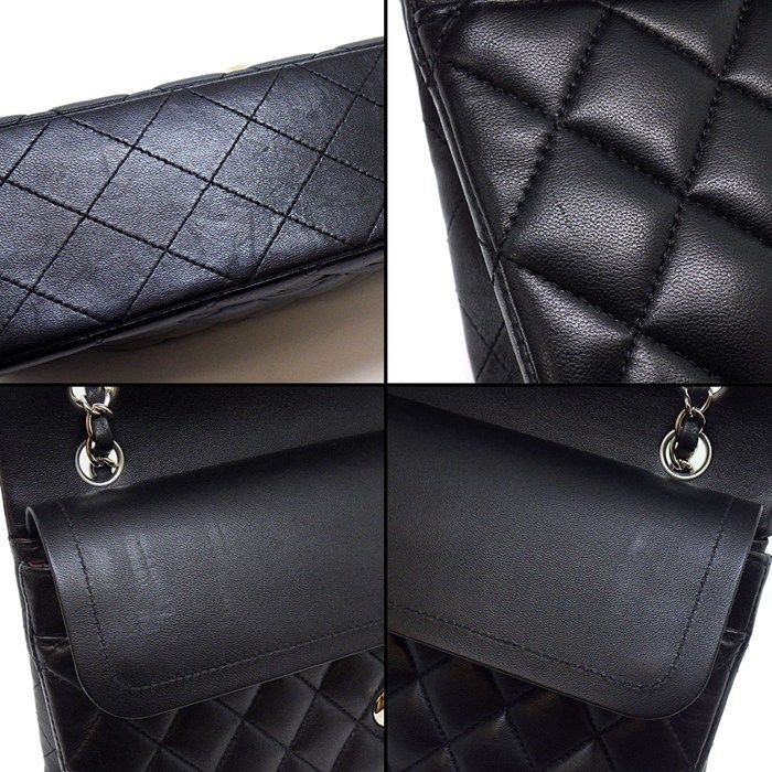 Chanel Shoulder Bag Quilted 25 11.12 Classic Black Bordeaux Lambskin — view 8
