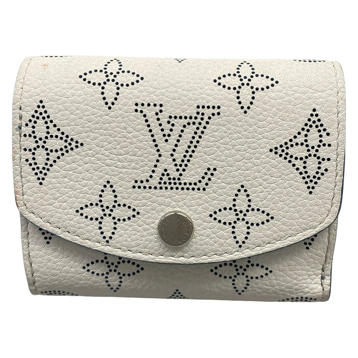 Louis Vuitton Trifold Wallet Mahina Portefeuille Iris XS Snow Initial Leather