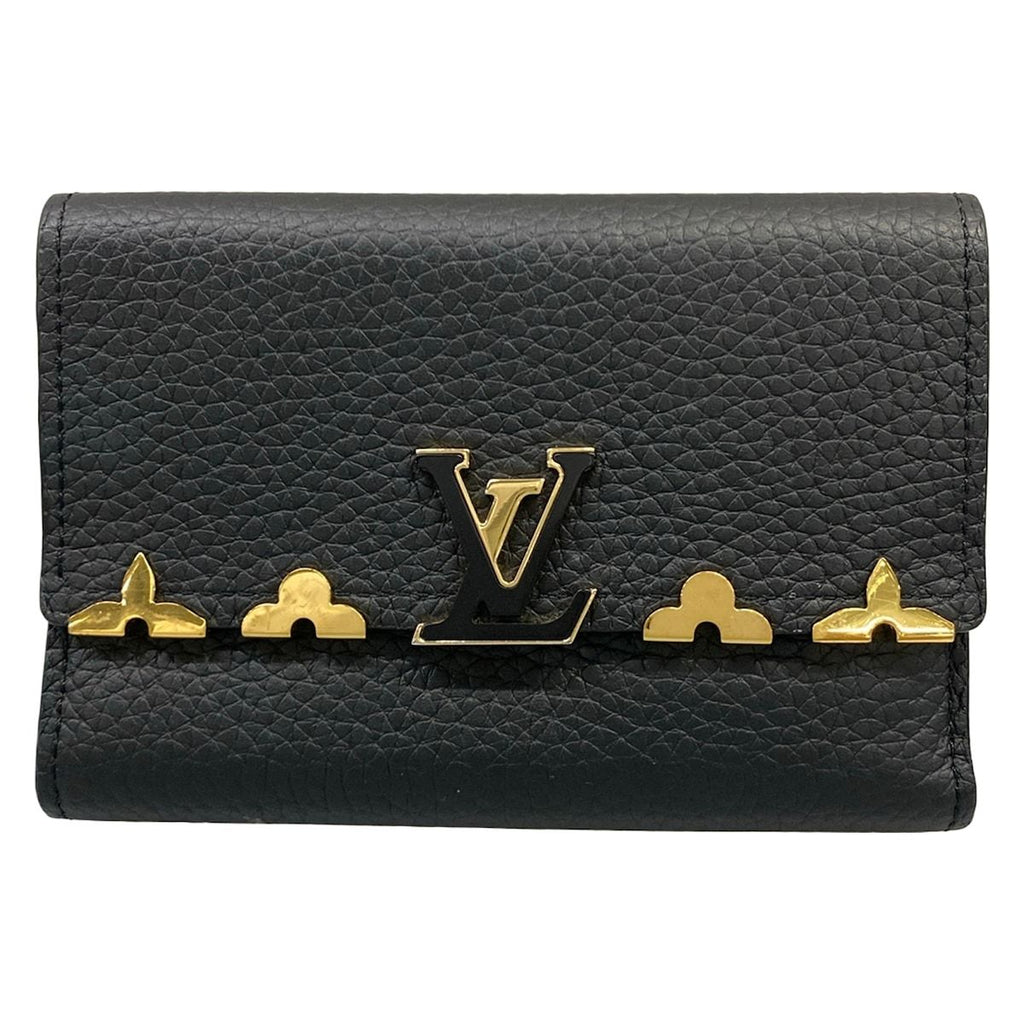 Louis Vuitton Trifold Wallet Capucines Portefeuille Compact Black Initial