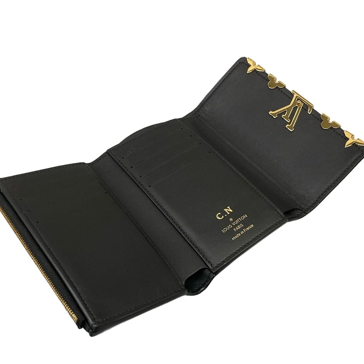 Louis Vuitton Trifold Wallet Capucines Portefeuille Compact Black Initial — view 3