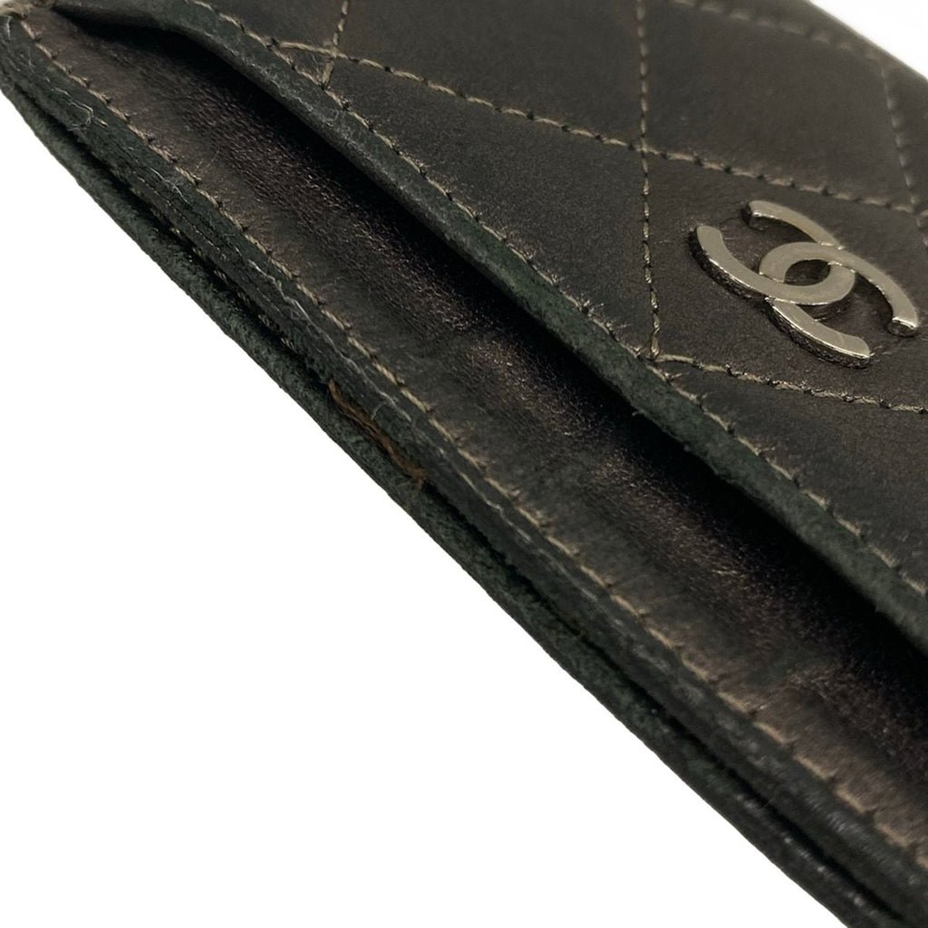 Chanel Card Case Quilted Black Silver Lambskin — view 6
