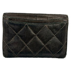 Chanel Card Case Quilted Black Silver Lambskin — view 2