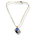 Saint Laurent Necklace Blue &black Panel Rhinestone Gold