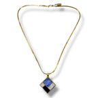 Saint Laurent Necklace Blue &black Panel Rhinestone Gold