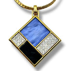 Saint Laurent Necklace Blue &black Panel Rhinestone Gold — view 2