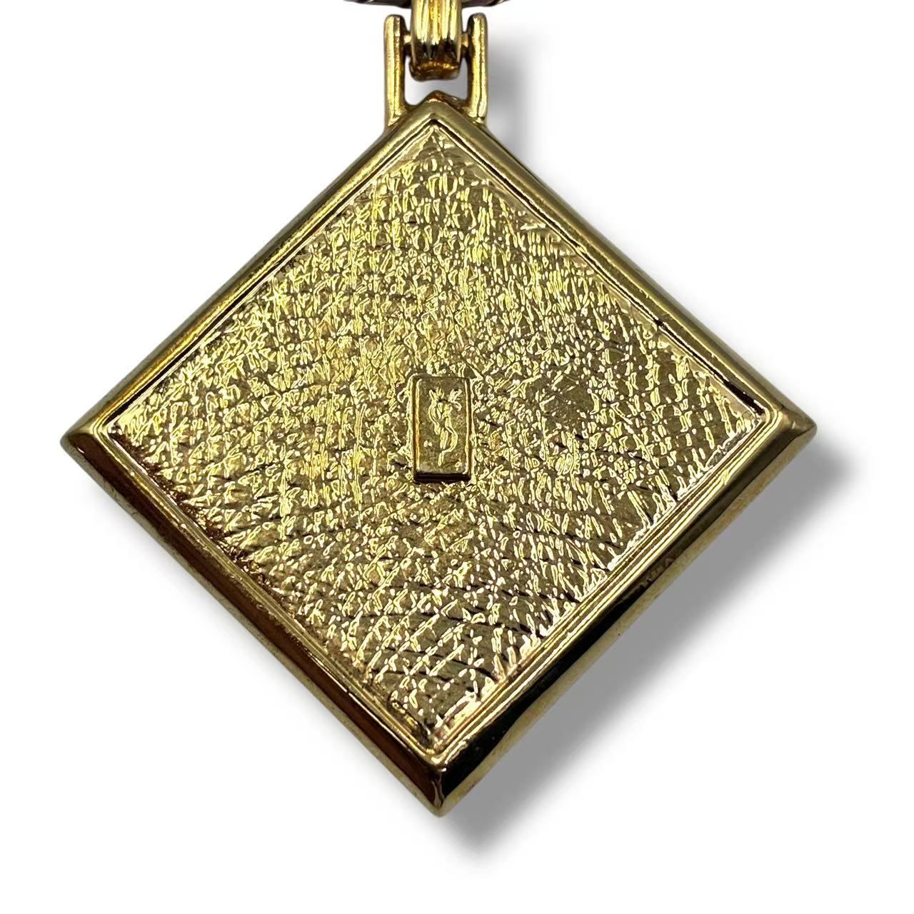 Saint Laurent Necklace Blue &black Panel Rhinestone Gold — view 3