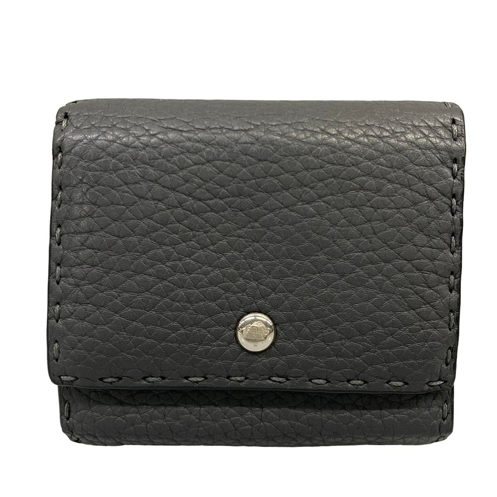 Fendi Bifold Wallet Dark Gray L-shaped Zipper Leather