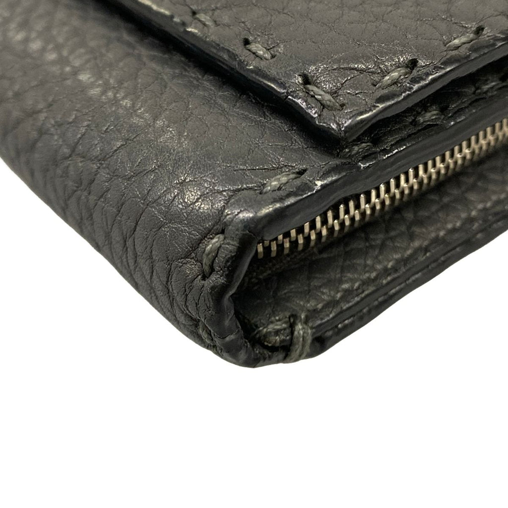 Fendi Bifold Wallet Dark Gray L-shaped Zipper Leather — view 6