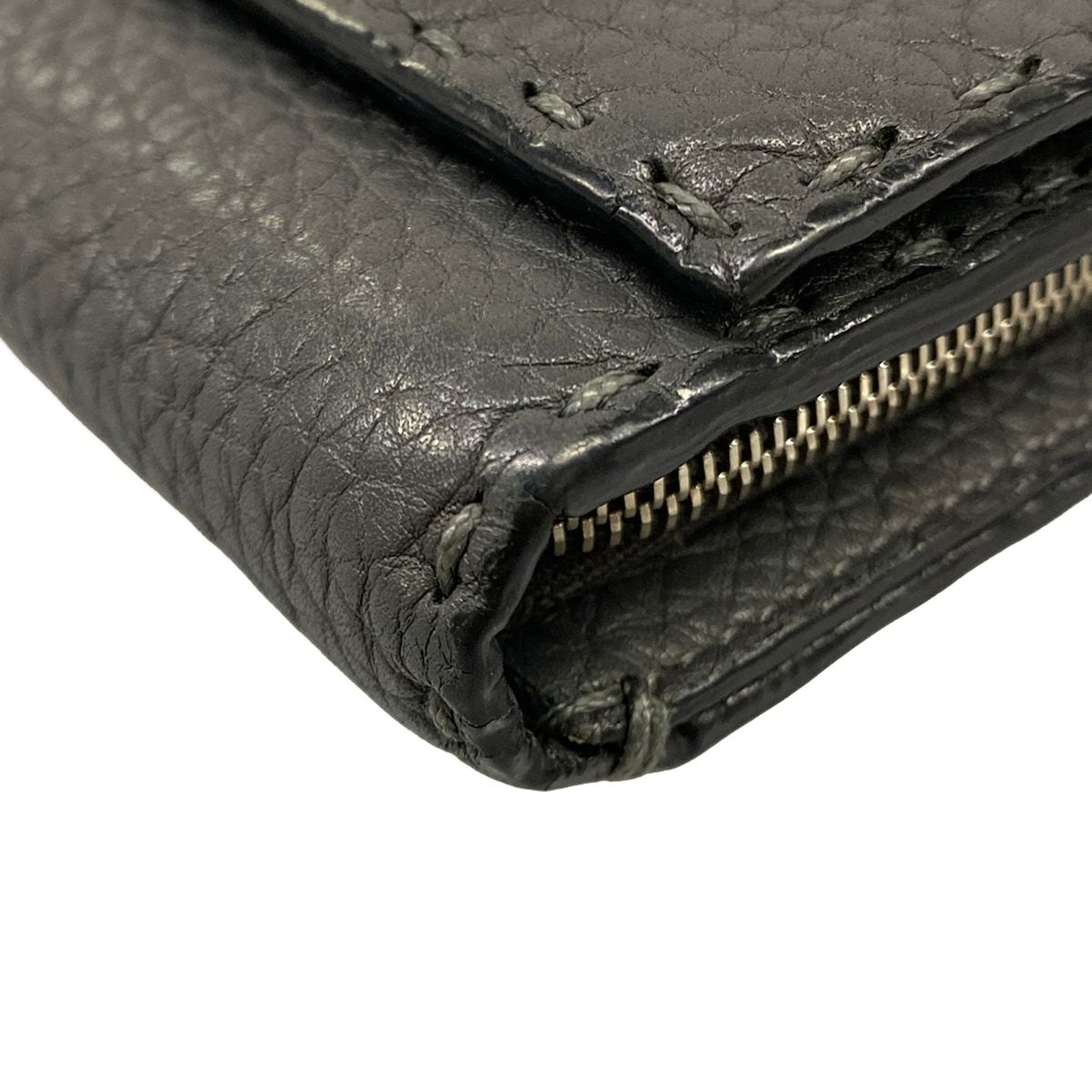Fendi Bifold Wallet Dark Gray L-shaped Zipper Leather — view 6