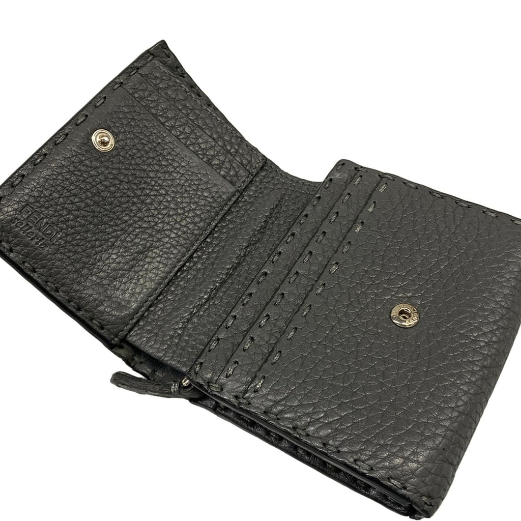 Fendi Bifold Wallet Dark Gray L-shaped Zipper Leather — view 3