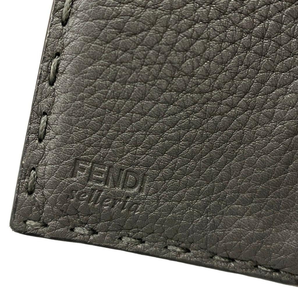 Fendi Bifold Wallet Dark Gray L-shaped Zipper Leather — view 5