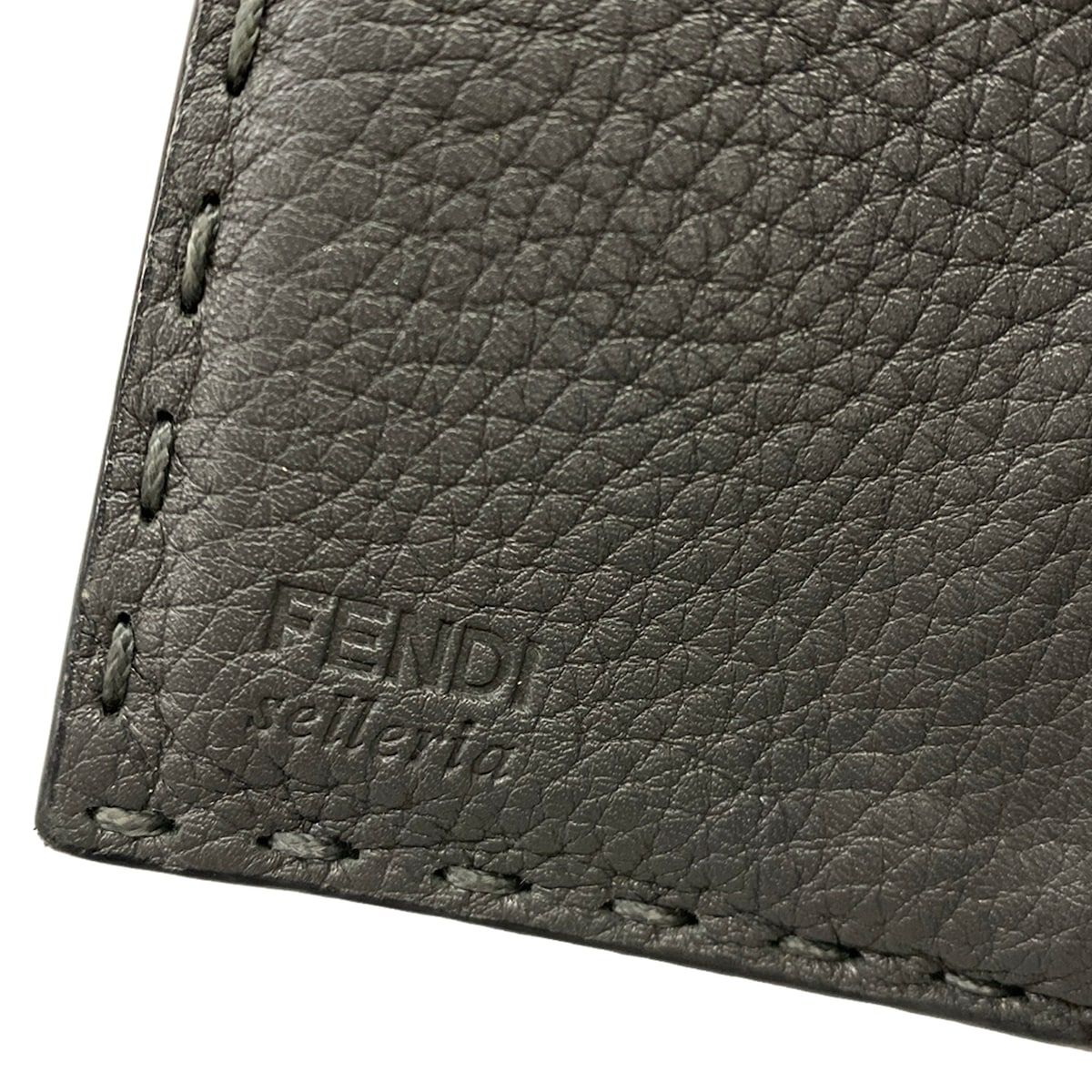 Fendi Bifold Wallet Dark Gray L-shaped Zipper Leather — view 5