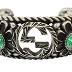 Gucci Rhinestone Crystal Floral Interlocking G Bangle Silver Green 16 Bracelet — view 4