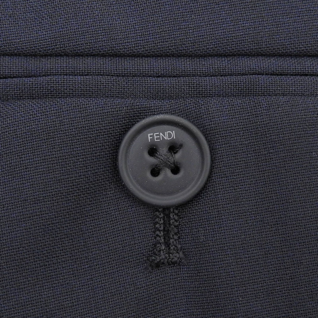 Fendi Wool Blend Logo Buttoned Trousers Pants Navy 44 Hanger Included — view 5