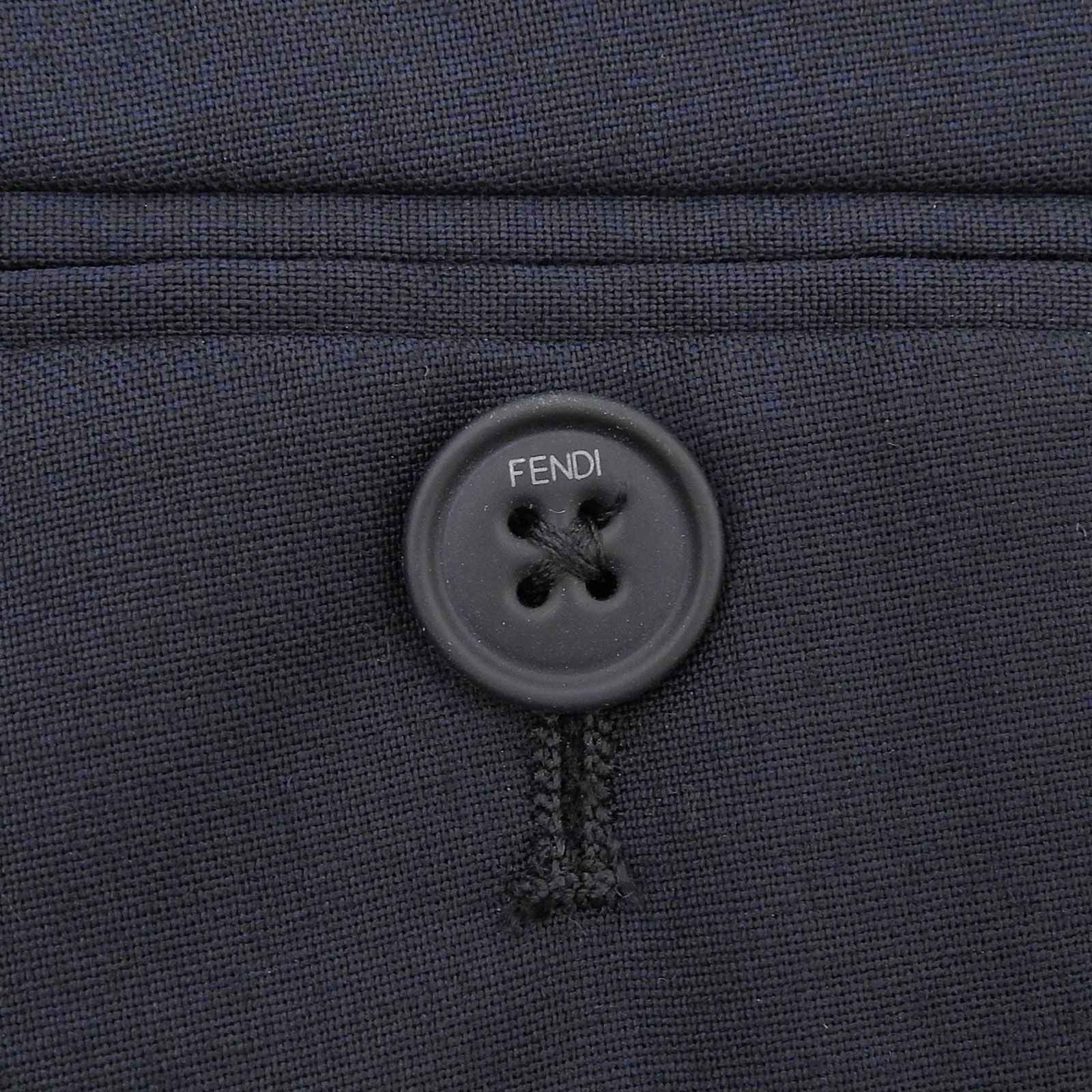 Fendi Wool Blend Logo Buttoned Trousers Pants Navy 44 Hanger Included — view 5