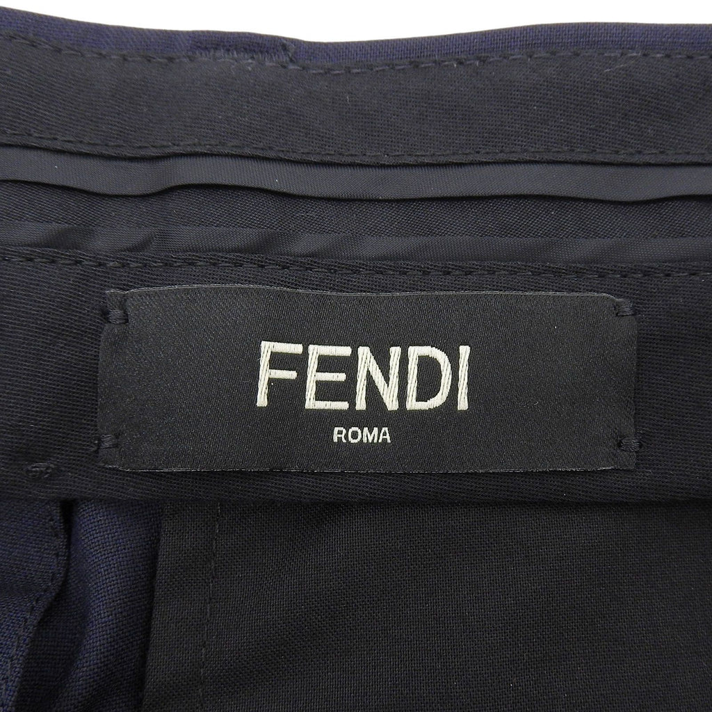 Fendi Wool Blend Logo Buttoned Trousers Pants Navy 44 Hanger Included — view 6