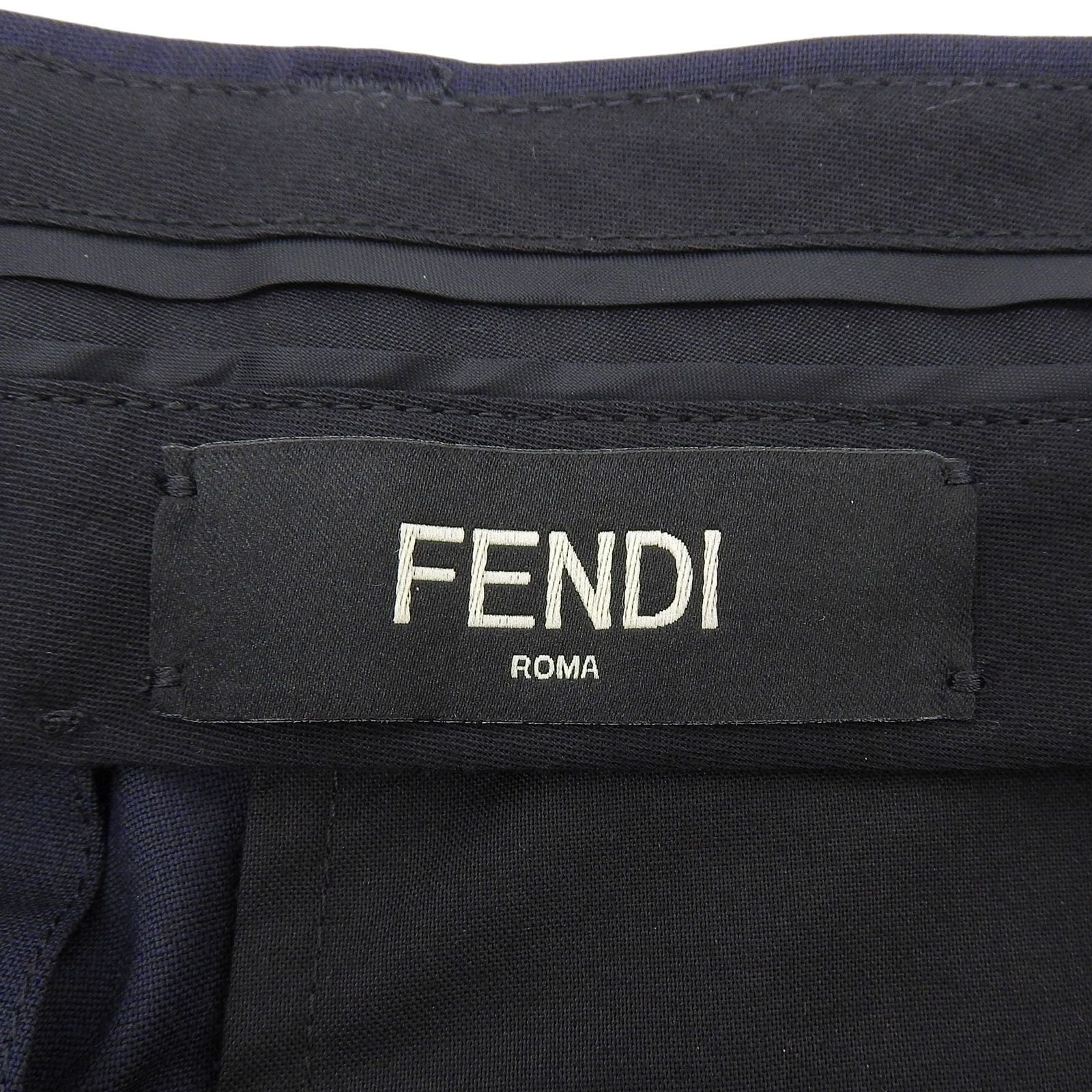 Fendi Wool Blend Logo Buttoned Trousers Pants Navy 44 Hanger Included — view 6