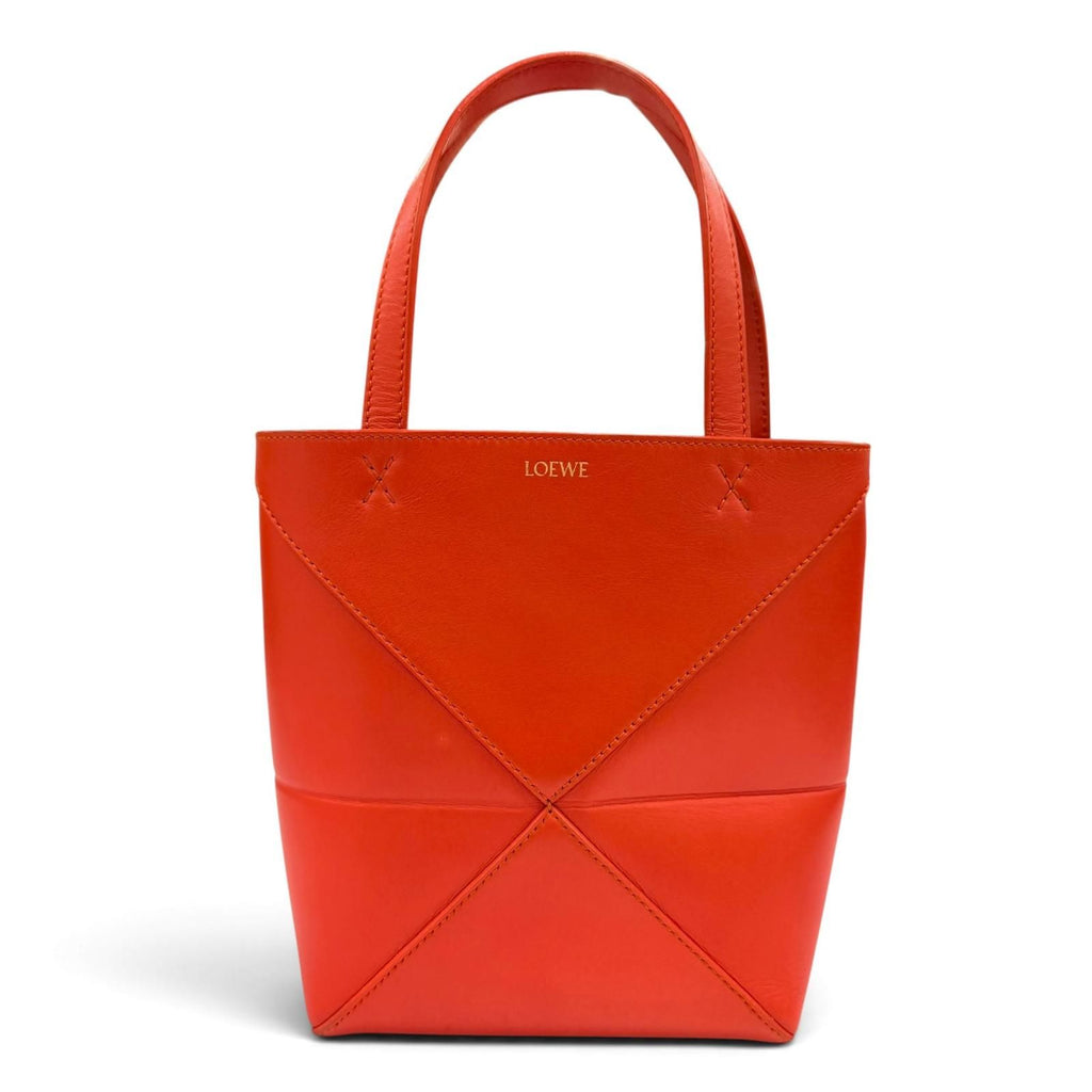 Loewe Puzzle Fold Tote Mini Shiny Calfskin 2-Way Shoulder Bag