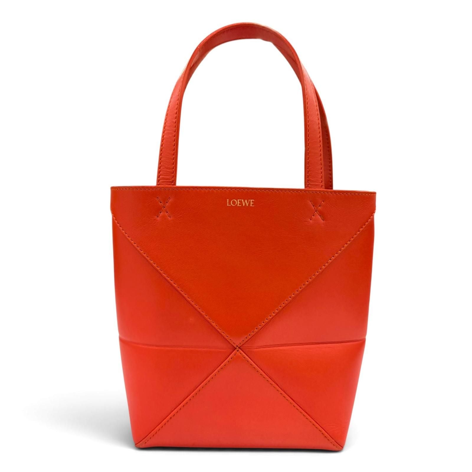 Loewe Puzzle Fold Tote Mini Shiny Calfskin 2-Way Shoulder Bag