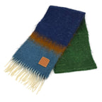 Loewe Mohair Wool Blend Anag Lambskin Patch Gradient Color Scarf Multi