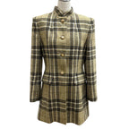 Hermes Vintage Wool Dead Stock Check Tweed Long Jacket Multi 42
