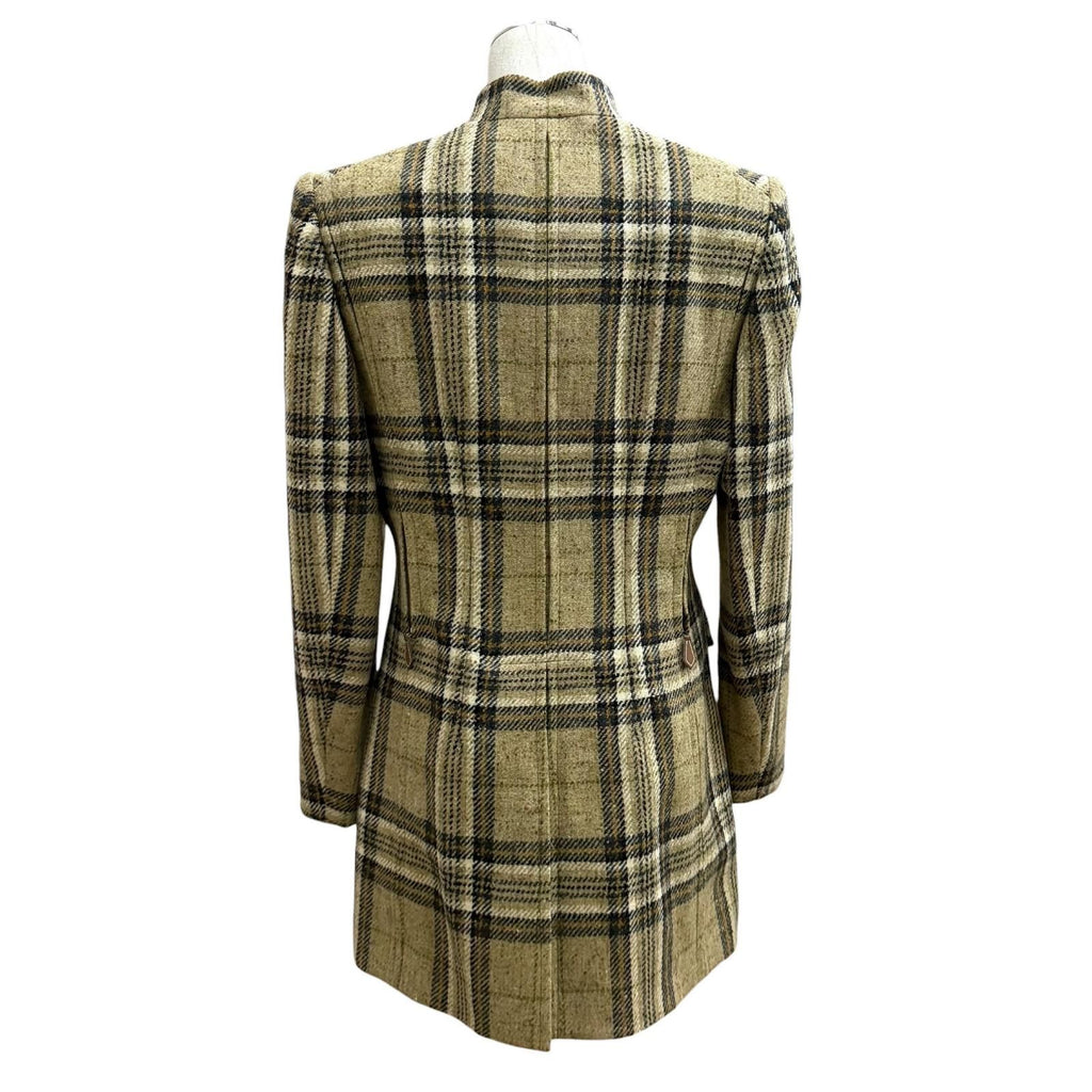 Hermes Vintage Wool Dead Stock Check Tweed Long Jacket Multi 42 — view 4