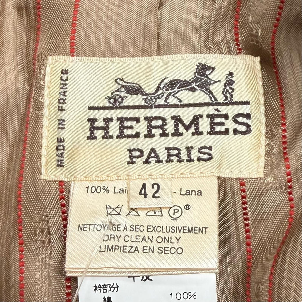 Hermes Vintage Wool Dead Stock Check Tweed Long Jacket Multi 42 — view 7