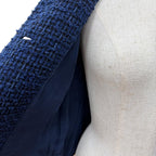 Chanel CC Logo Button Tweed Jacket Collarless Navy 36 — view 5