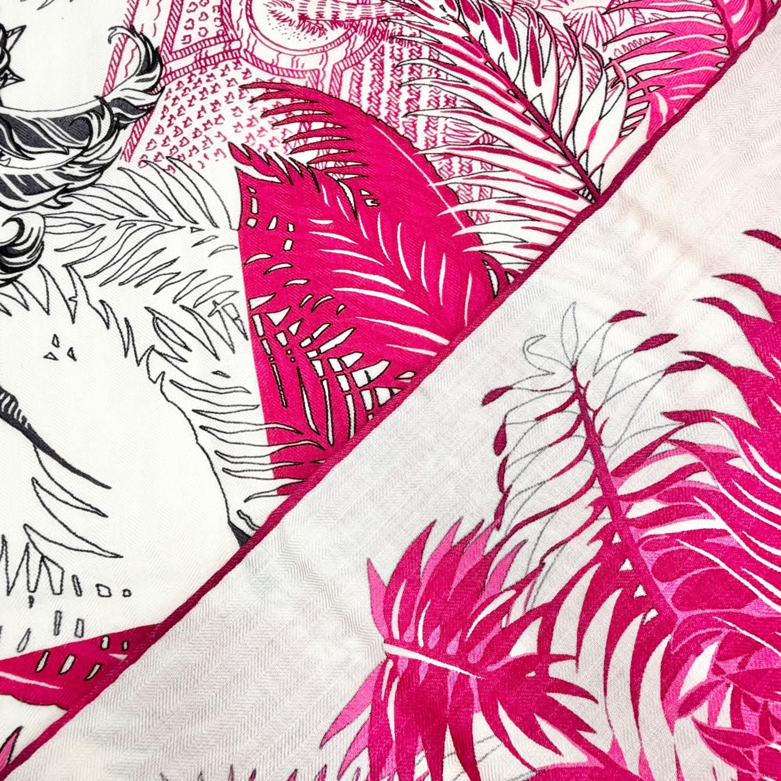 Hermes Mythiques Phoenix Cashmere Silk Carre Geant 140 Scarf Pink — view 5