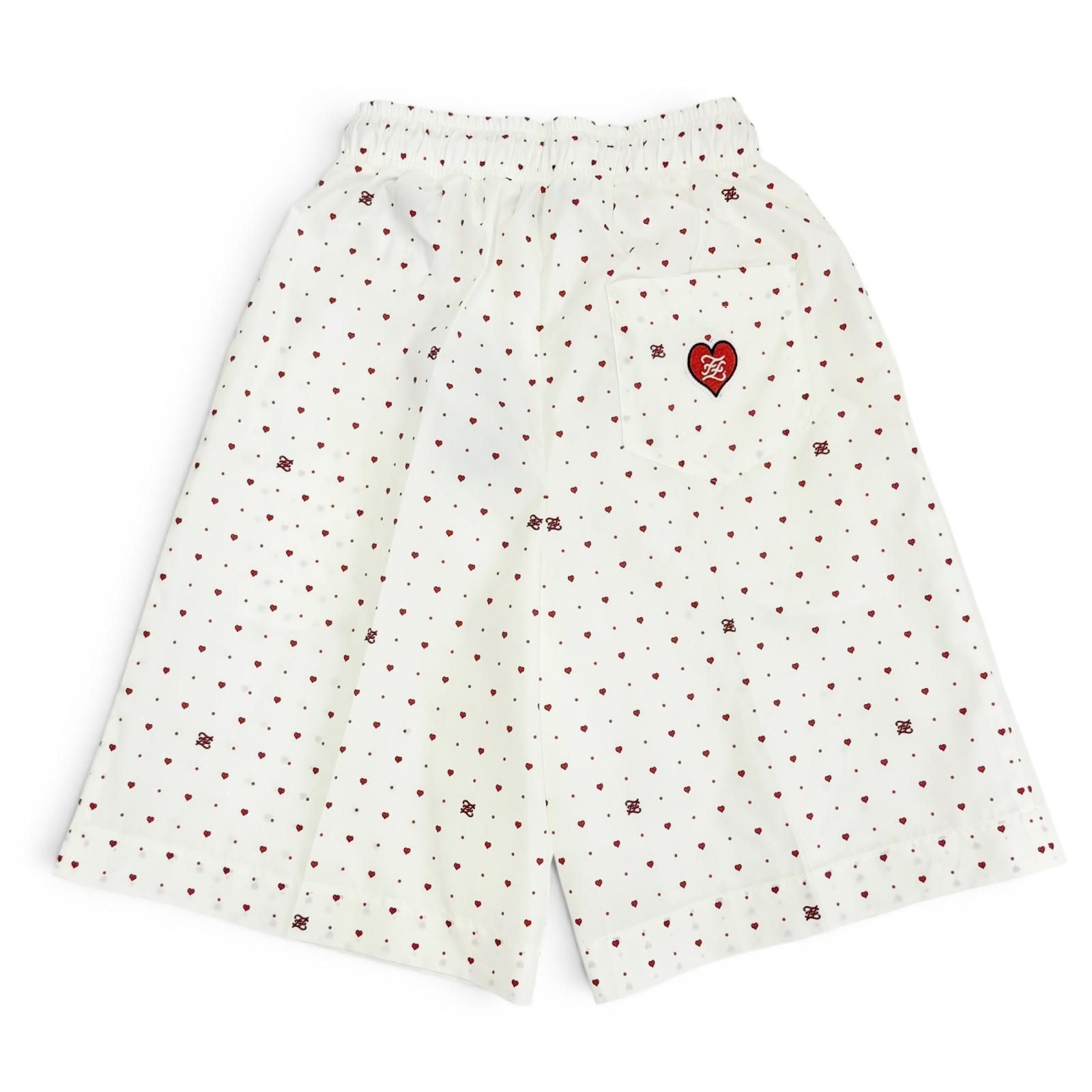 Fendi FF Logo Patch Dot Heart Shorts Ivory Red XS — view 2